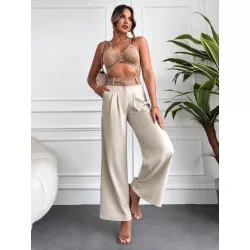 SHEIN Frenchy Pantalones de traje de talle alto de pierna ancha