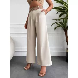 SHEIN Frenchy Pantalones de traje de talle alto de pierna ancha