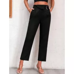 SHEIN LUNE Pantalones de traje unicolor con bolsillo oblicuo