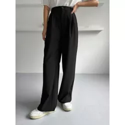 Pantalones de traje unicolor con fruncido