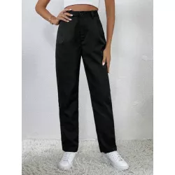 Frenchy Pantalones de traje unicolor con bolsillo oblicuo