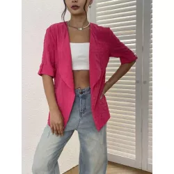 SHEIN EZwear Abrigo de cuello cascada de manga enrollada con parte delantera abierta