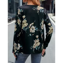 SHEIN LUNE Abrigo con estampado floral con parte delantera abierta bajo irregular