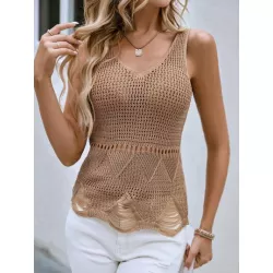 SHEIN LUNE Top unicolor de punto de malla