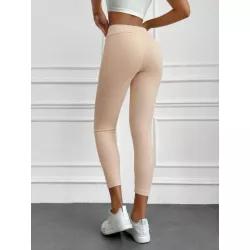 Leggings cortos de punto acanalado liso