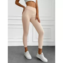 Leggings cortos de punto acanalado liso