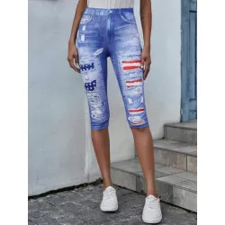 LUNE Leggings con estampado de bandera capri