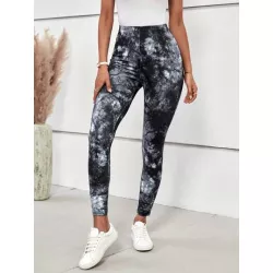 SHEIN LUNE Leggings con estampado de tie dye