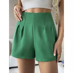 SHEIN Essnce Shorts de pierna ancha de talle alto con fruncido